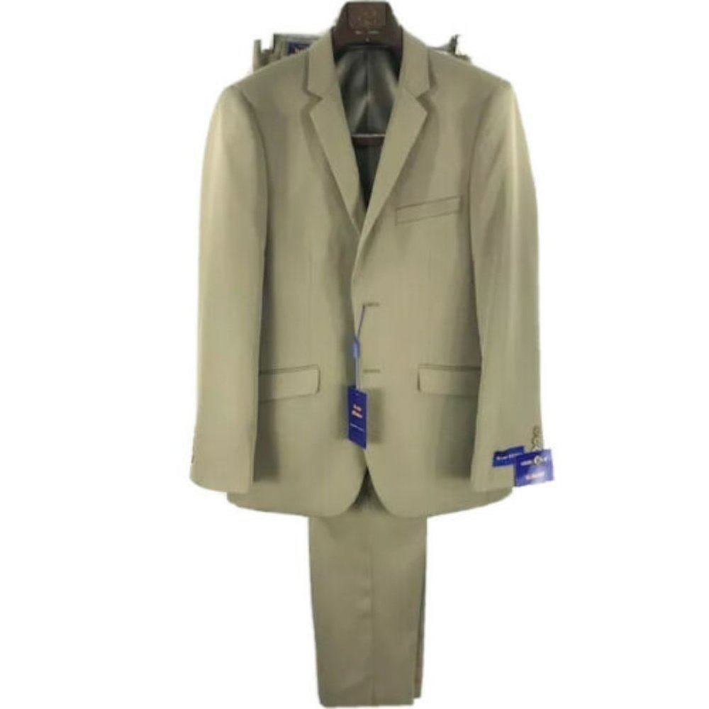 Tony Blake Men's Khaki Suit 2 Piece Slim Fit Flat Front Pants Size 36S W29"